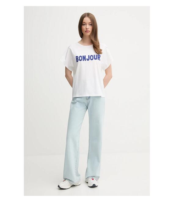 Βαμβακερό μπλουζάκι United Colors of Benetton χρώμα: μπεζ, 3LNSD109Z