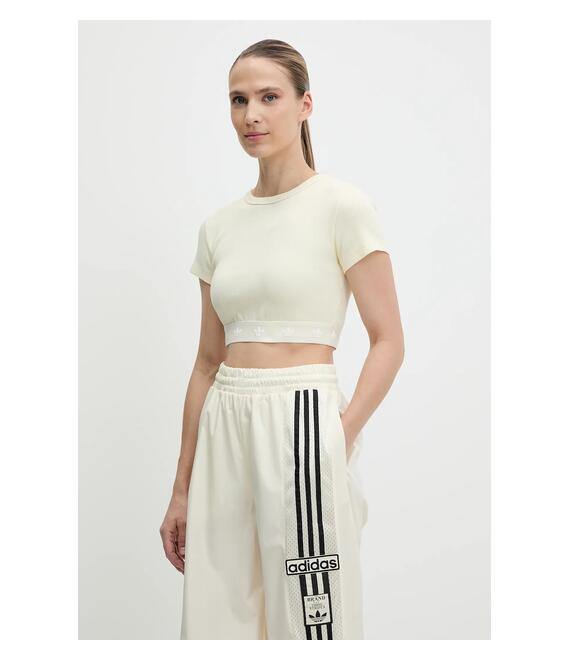 Μπλουζάκι adidas Originals Rib SS Top χρώμα: μπεζ, JD0040