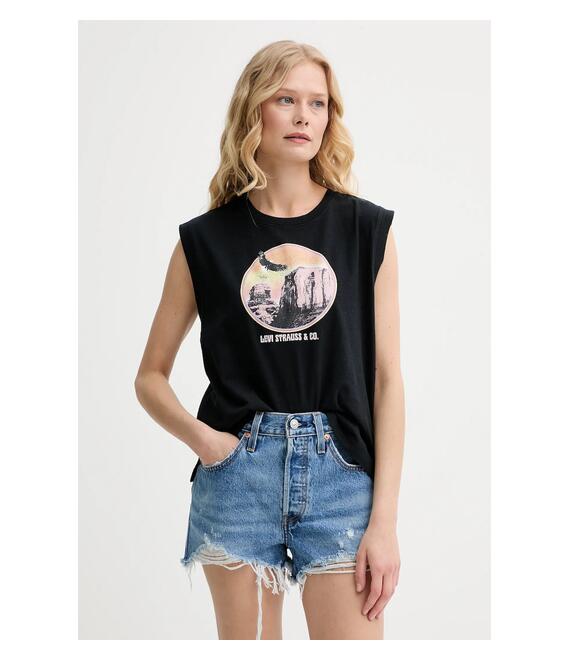 Βαμβακερό τοπ Levi's GR BOXY TANK χρώμα: γκρι, 001MW