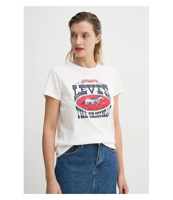Βαμβακερό μπλουζάκι Levi's THE PERFECT TEE γυναικείο, χρώμα: μπεζ, 17369