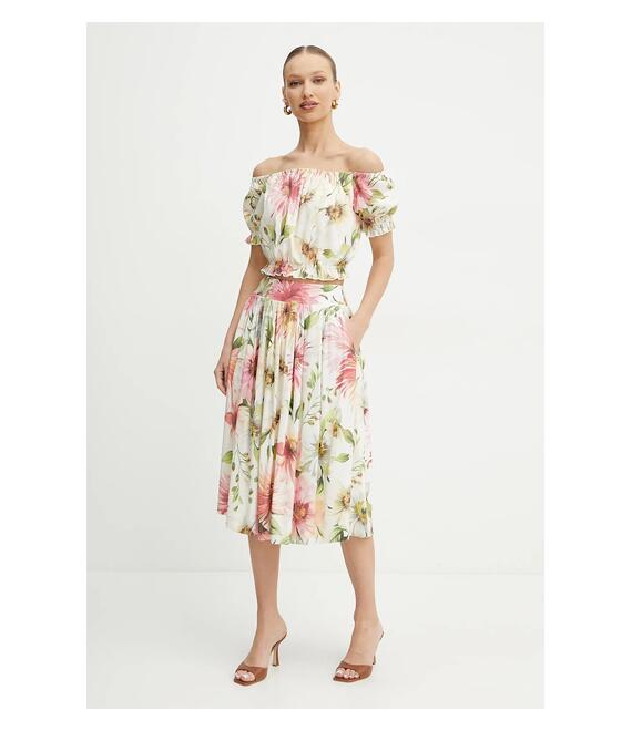 Μπλουζάκι Guess ELODIE χρώμα: μπεζ, W5GH61 WH4S2