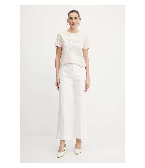 Βαμβακερό μπλουζάκι Guess χρώμα: μπεζ, W5GI23 K9RM1