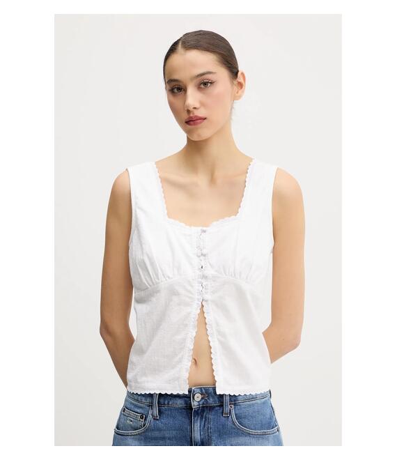 Βαμβακερό τοπ Superdry χρώμα: άσπρο, W6012019A-04C