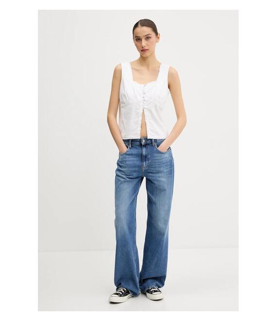 Βαμβακερό τοπ Superdry χρώμα: άσπρο, W6012019A-04C