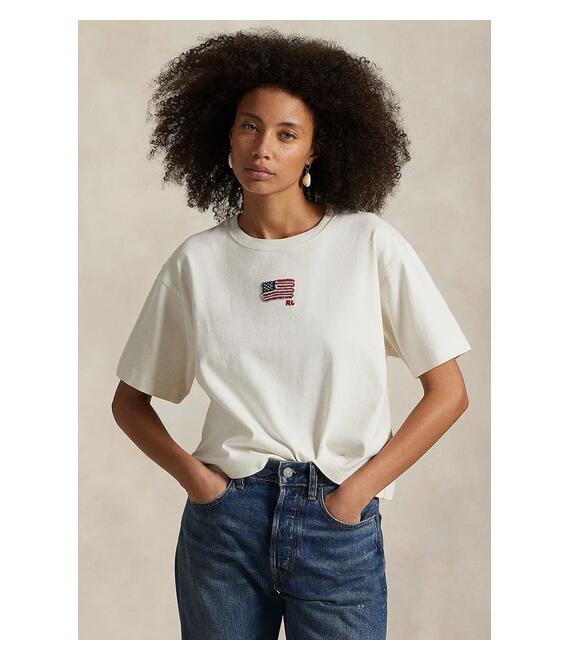 Βαμβακερό μπλουζάκι Polo Ralph Lauren γυναικείο, χρώμα: άσπρο, 211973129