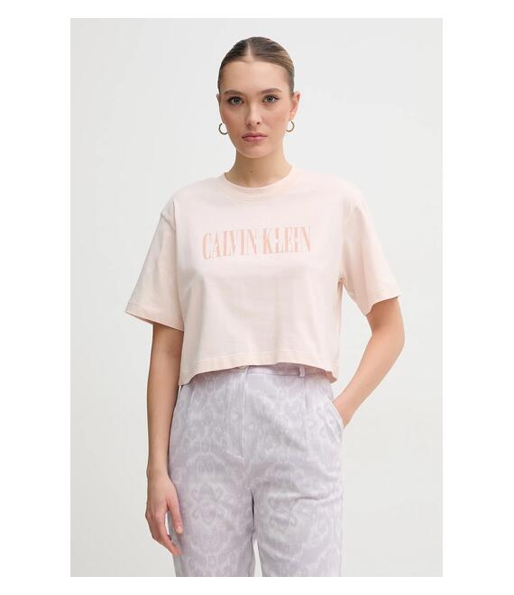 Βαμβακερό μπλουζάκι Calvin Klein Jeans γυναικείο, χρώμα: ροζ, J20J225578
