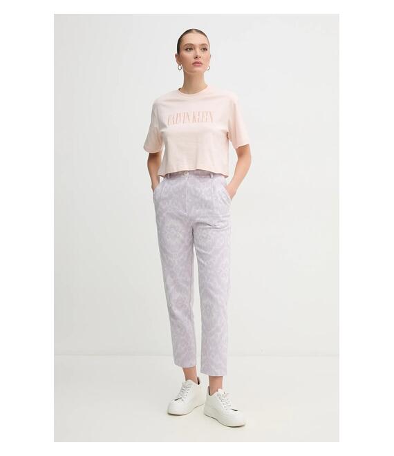 Βαμβακερό μπλουζάκι Calvin Klein Jeans γυναικείο, χρώμα: ροζ, J20J225578