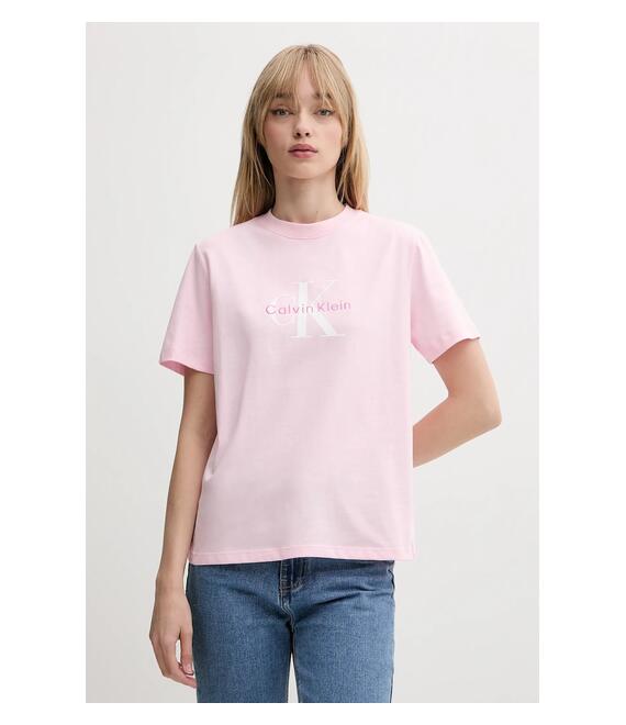Βαμβακερό μπλουζάκι Calvin Klein Jeans χρώμα: ροζ, LV047B865G