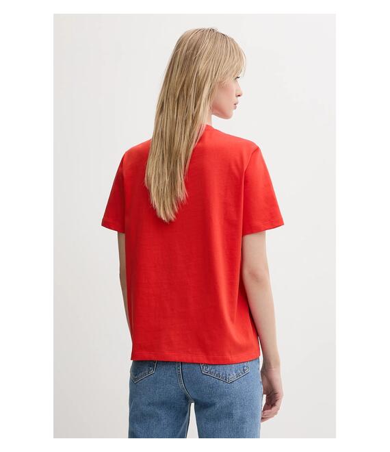 Βαμβακερό μπλουζάκι Calvin Klein Jeans χρώμα: κόκκινο, LV047B865G