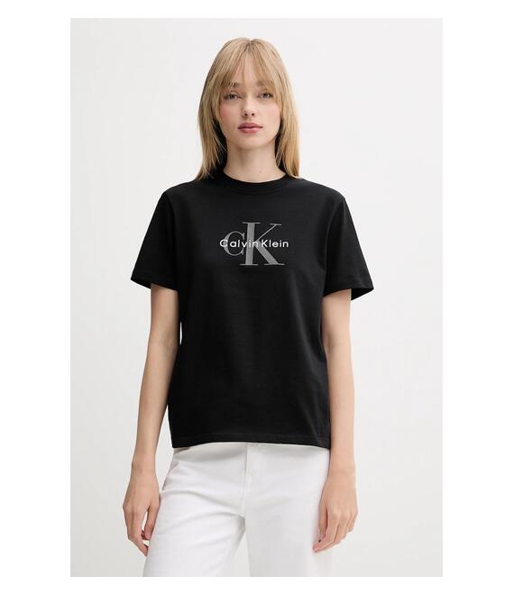 Βαμβακερό μπλουζάκι Calvin Klein Jeans χρώμα: μαύρο, LV047B865G