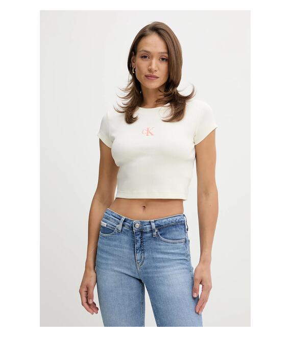 Μπλουζάκι Calvin Klein Jeans χρώμα: άσπρο, LV047AB802