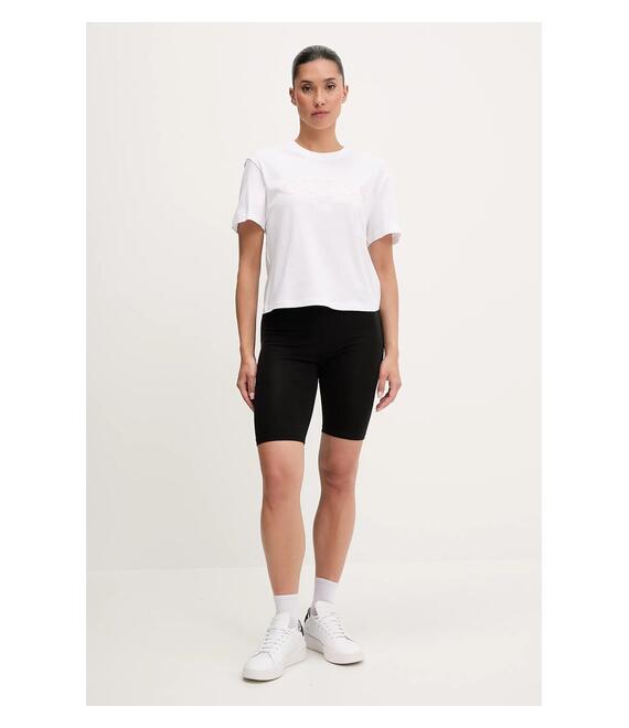 Βαμβακερό μπλουζάκι Guess CLEMATIS χρώμα: άσπρο, V5GI09 K9RM1