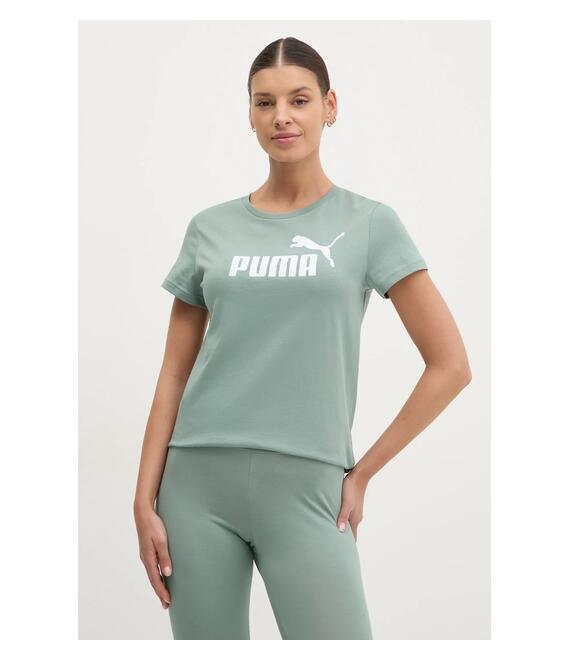 Βαμβακερό μπλουζάκι Puma γυναικείο, χρώμα: πράσινο, 682371