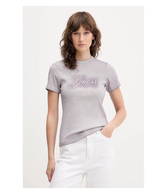 Μπλουζάκι Guess Originals χρώμα: μοβ, W5GP59 KCTT1