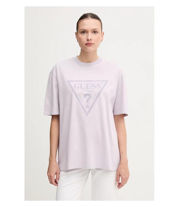 Βαμβακερό μπλουζάκι Guess Originals χρώμα: μοβ, M5GI10 K8FQ4
