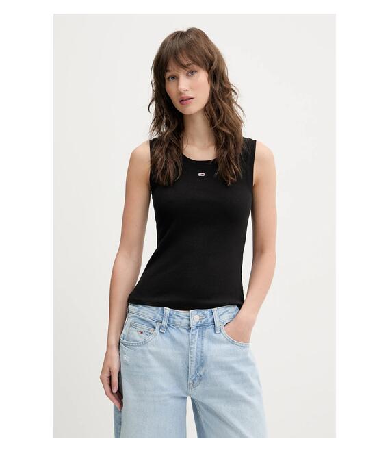 Top Tommy Jeans χρώμα: μαύρο, DW0DW20673