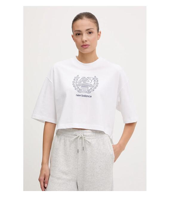 Βαμβακερό μπλουζάκι New Balance χρώμα: άσπρο, WT51935WT