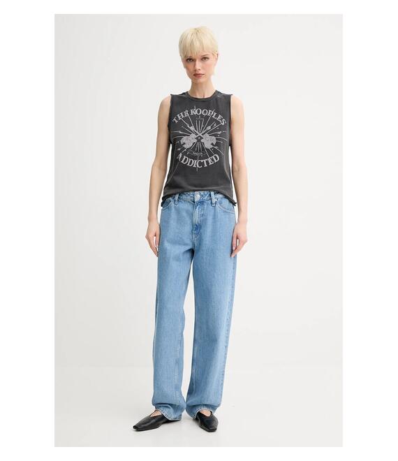 Βαμβακερό τοπ The Kooples χρώμα: μαύρο, FDEB30002K