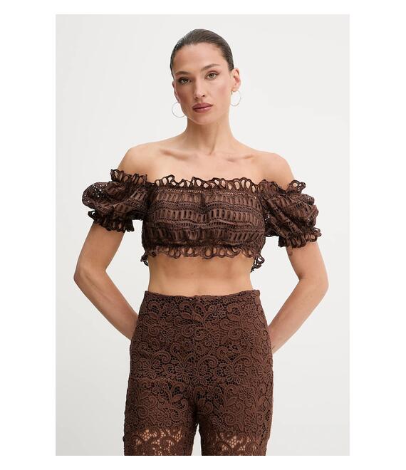 Μπλουζάκι Ermanno Scervino χρώμα: καφέ, D464L607RXT