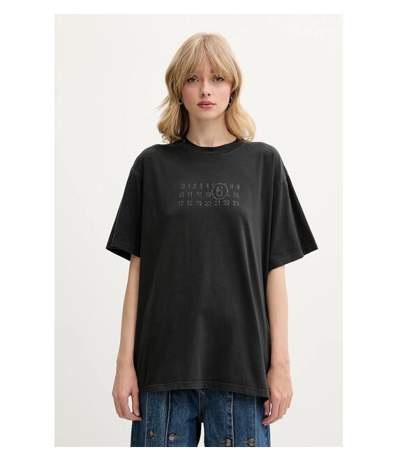 Βαμβακερό μπλουζάκι MM6 Maison Margiela χρώμα: μαύρο, S62GD0202