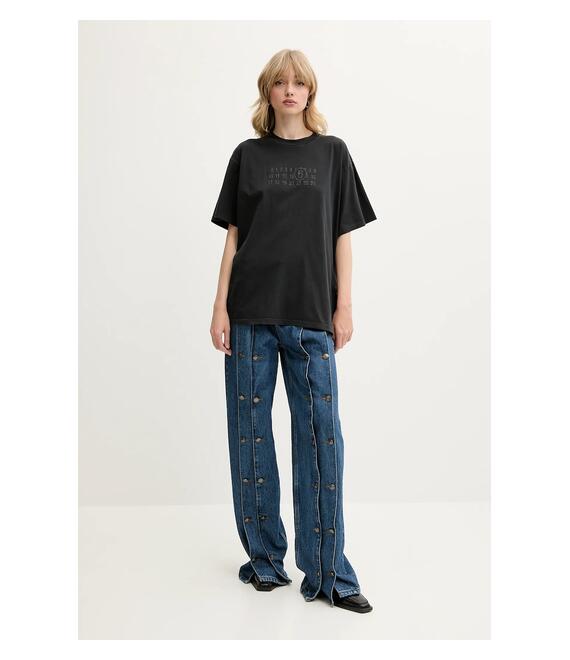 Βαμβακερό μπλουζάκι MM6 Maison Margiela χρώμα: μαύρο, S62GD0202