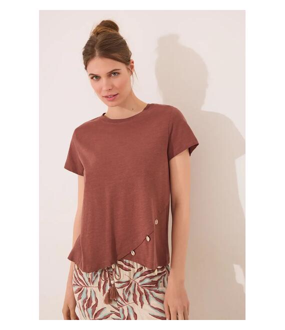 Βαμβακερό μπλουζάκι women'secret χρώμα: καφέ, 3279709