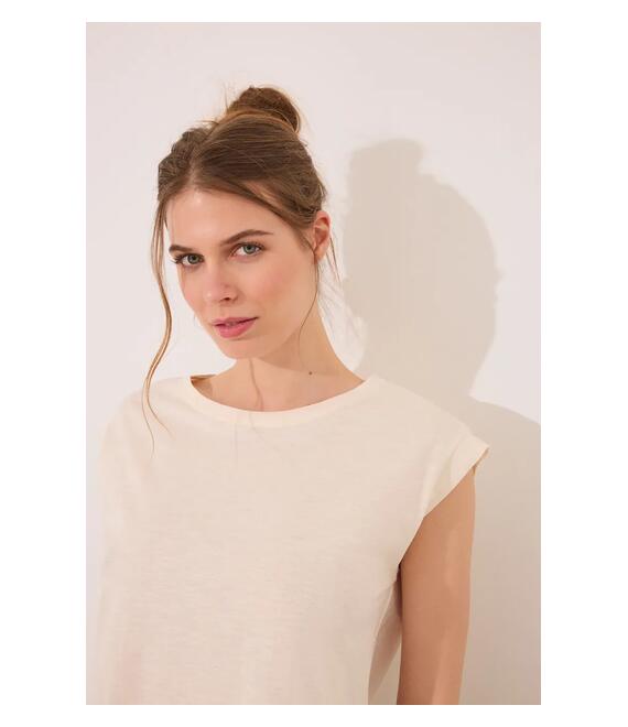 Βαμβακερό μπλουζάκι women'secret χρώμα: μπεζ, 3279707