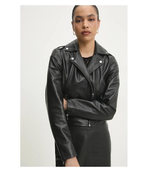 Δερμάτινο jacket Answear Lab γυναικεία, χρώμα: μαύρο