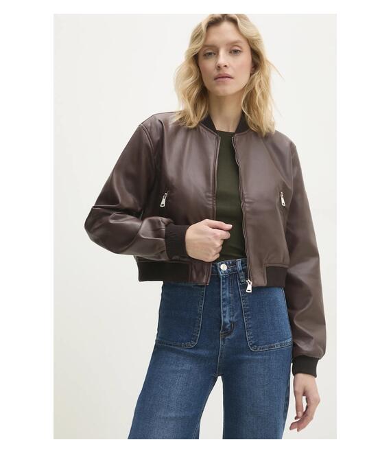 Μπουφάν bomber Answear Lab γυναικεία, χρώμα: καφέ