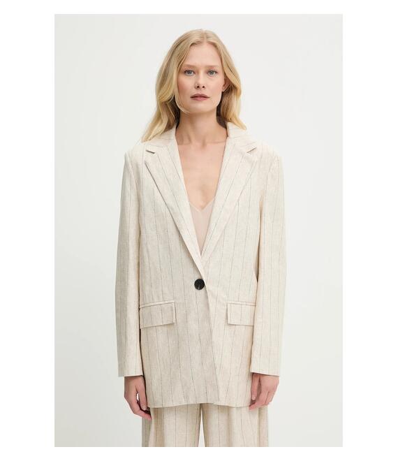 Blazer με μείγμα λινών Answear Lab χρώμα: μπεζ