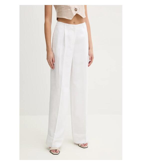 Παντελόνι με λινό μείγμα Blugirl Blumarine χρώμα: άσπρο, RA5161.T8823