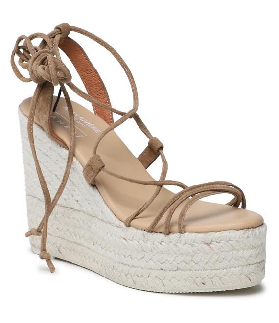 Εσπαντρίγιες Manebi Soft Suede Lace-Up Wedge Espadrilles L 8.7 WA Καφέ