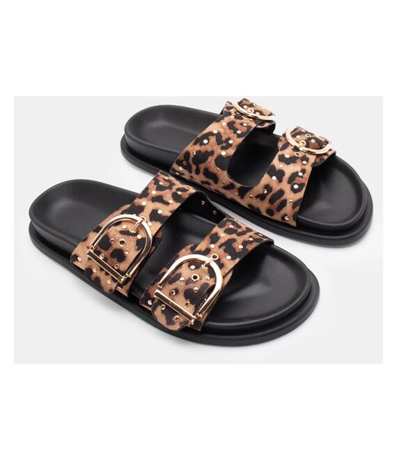 Σανδάλια Flatform με Διακοσμητικά Τρούκς - Animal Print
