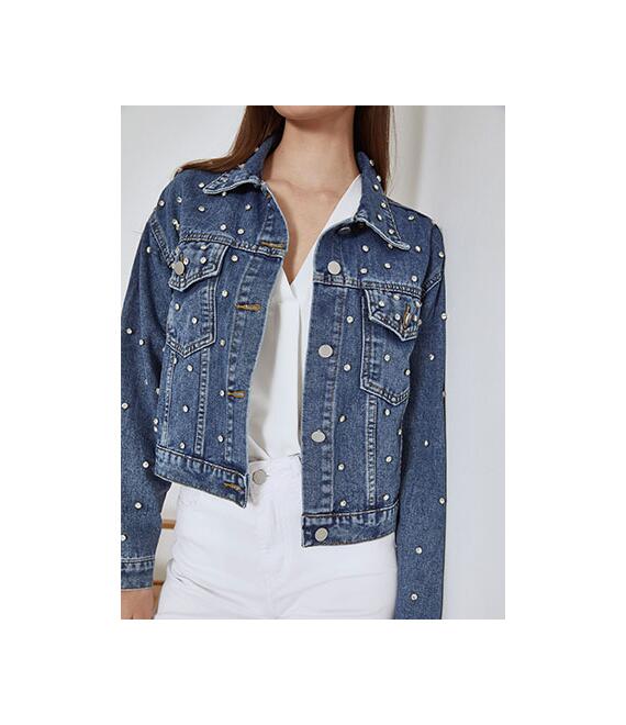 Μπουφάν τζιν με πέτρες strass SN1795.6005+1