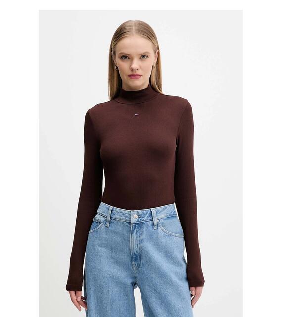 Μακρυμάνικο Tommy Jeans χρώμα: μαύρο, DW0DW19830