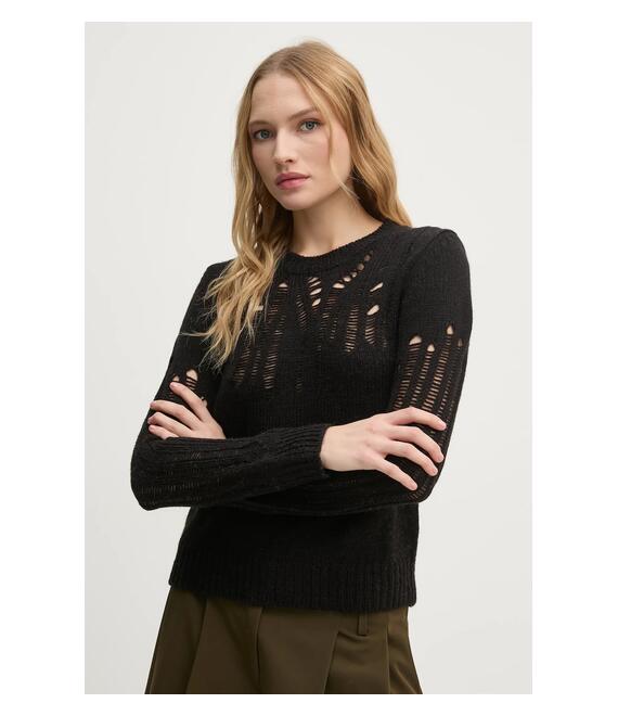 Πουλόβερ με προσθήκη μαλλιού Sisley γυναικείο, χρώμα: μαύρο, 15ZTM105H