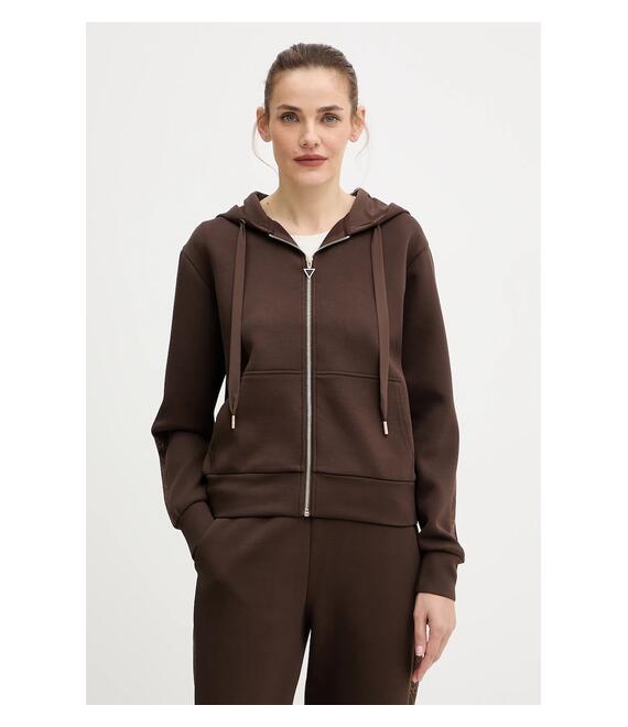 Μπλούζα Guess χρώμα: καφέ, με κουκούλα, W5YQ05 KBYE2