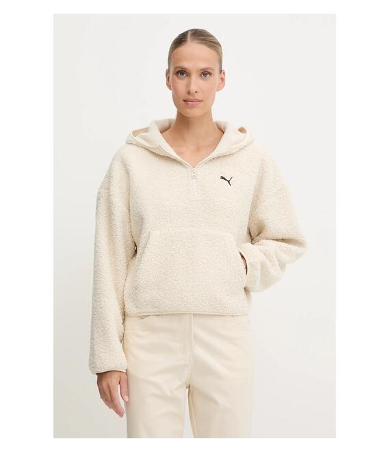 Μπλούζα Puma χρώμα: μπεζ, με κουκούλα, 632048