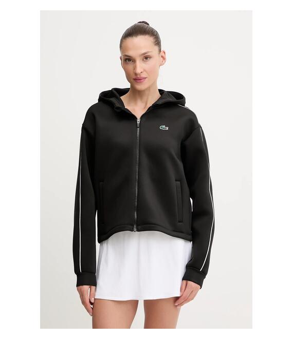 Μπλούζα Lacoste χρώμα: μαύρο, με κουκούλα, SF8641