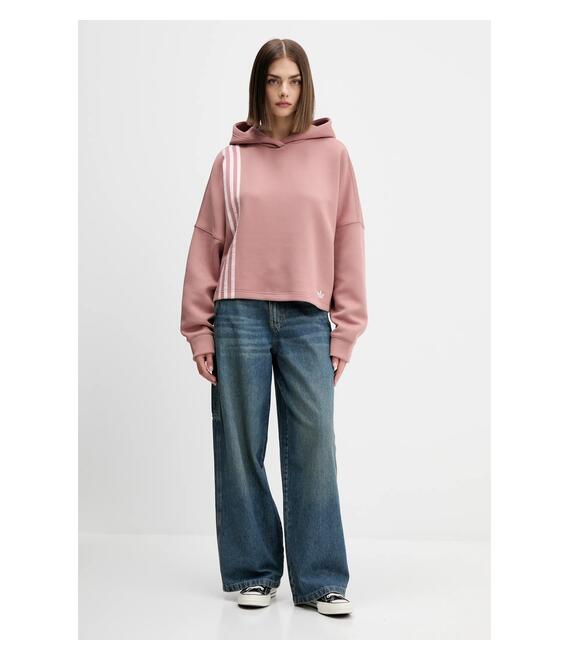 Μπλούζα adidas Originals 3-Stripes χρώμα: πορτοκαλί, με κουκούλα, JW3601