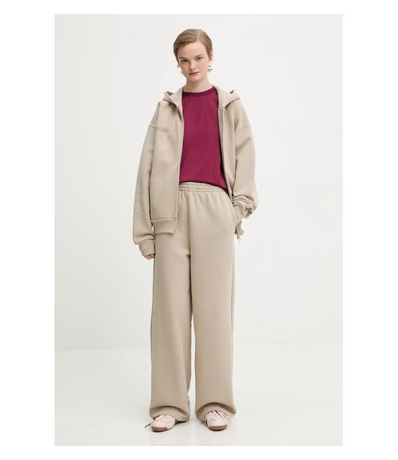 Βαμβακερή μπλούζα Pangaia χρώμα: μπεζ, με κουκούλα, 10002675