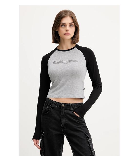 Παιδικό μακρυμάνικο Guess Jeans χρώμα: γκρι, W5YI00 J1314