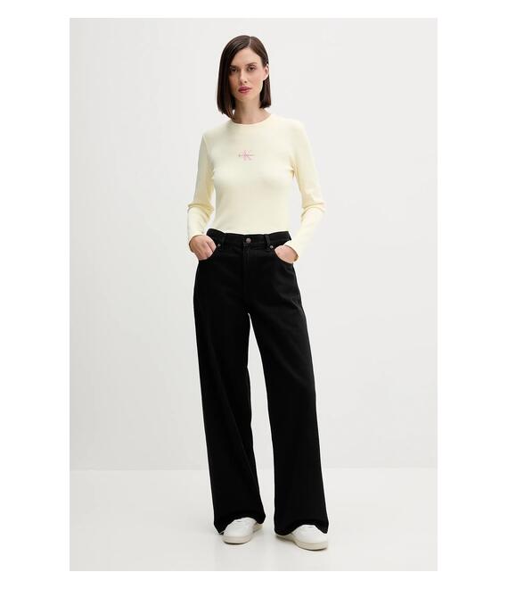 Μακρυμάνικο Calvin Klein Jeans χρώμα: κίτρινο, LV047A803G