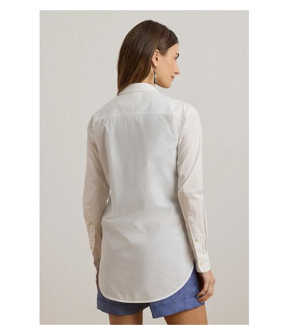 Βαμβακερό πουκάμισο Lauren Ralph Lauren χρώμα: άσπρο, 200970815