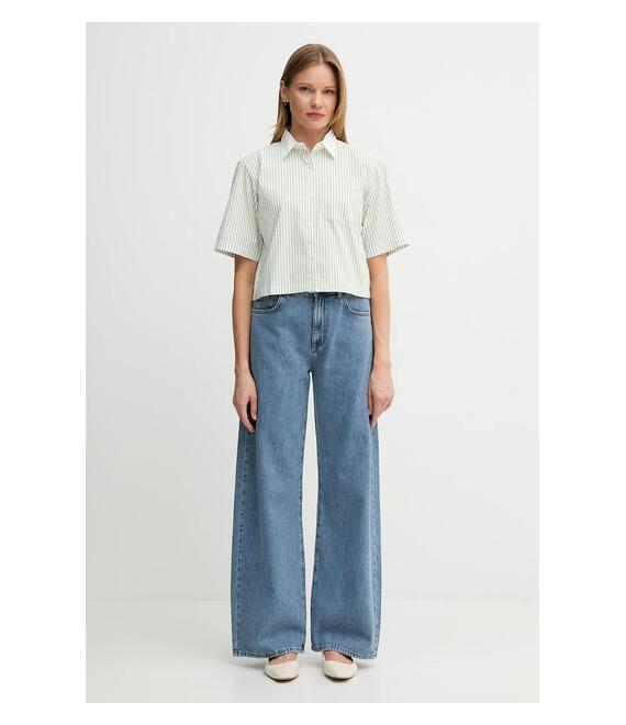 Βαμβακερό πουκάμισο United Colors of Benetton χρώμα: πράσινο, 59T7DQ0CI