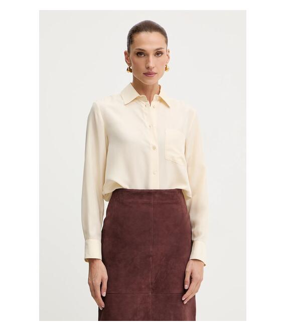 Μεταξωτό πουκάμισο Weekend Max Mara PAMIR χρώμα: μπεζ, 2525116012600