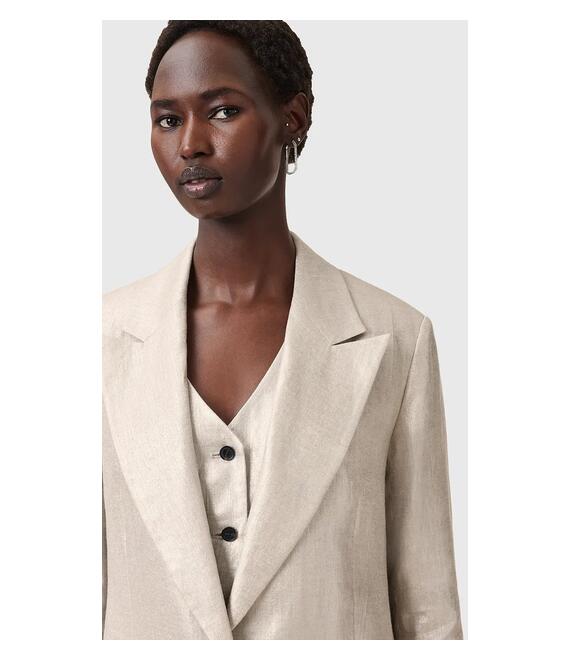 Λινό πανωφόρι AllSaints AVERIE χρώμα: ασημί, W067QC