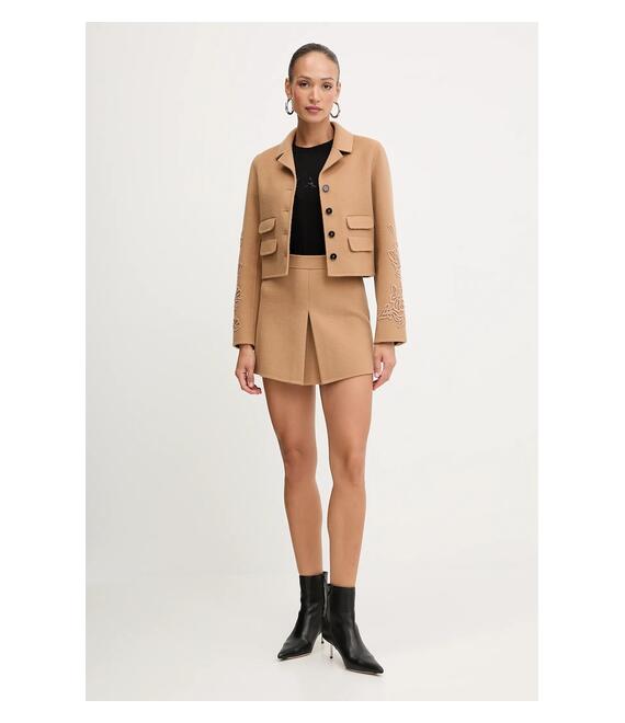 Μάλλινο σακάκι Ermanno Scervino χρώμα: καφέ, 57TI011EY2