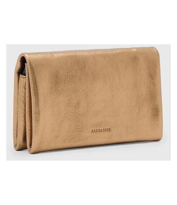 Δερμάτινο πορτοφόλι AllSaints HARLUNA χρώμα: χρυσαφί, W205XD