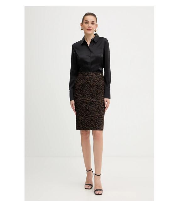 Φούστα Guess CRETA χρώμα: καφέ, W5BD84 W2362